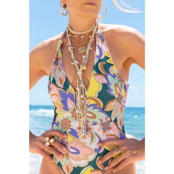RAMY BROOK Kailey Floral One Piece Swimsuit in Lemon Multi NWT Size Small - Picture 2 of 12